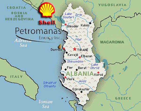 La Royal Dutch Shell avvia ricerche di petrolio in Albania mediante la controllata canadese Petromanas.
