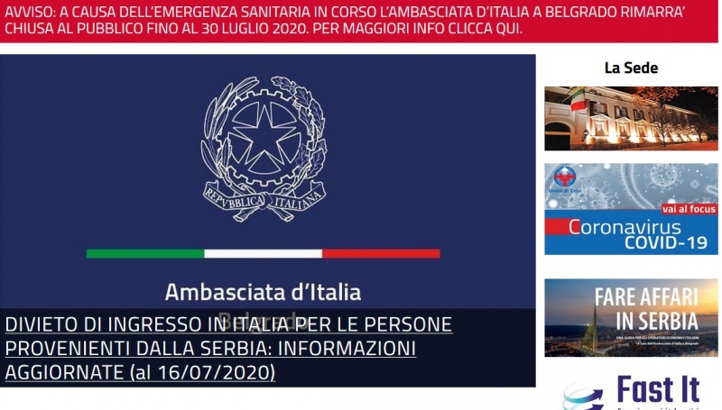 EMERGENZA COVID-19: NUOVE DISPOSIZIONI PER INGRESSO IN ITALIA