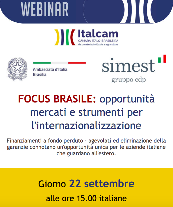 Webinar FOCUS BRASILE: opportunità mercati e strumenti per l'internazionalizzazione