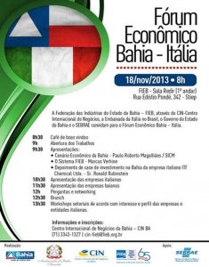 Bahia: L´Ambasciata d´Italia organizza una missione imprenditoriale il 18-19 novembre 2013.